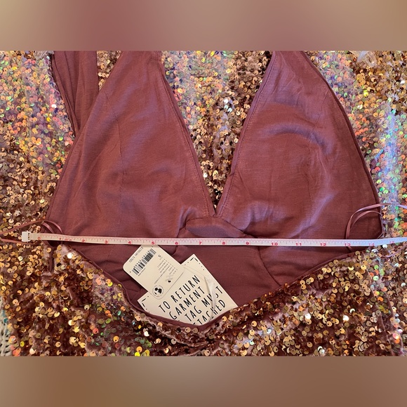 Free People Glitter & Gold Midi Sequin Halter Open Back Pink Dress Size S NWT - Picture 6 of 7